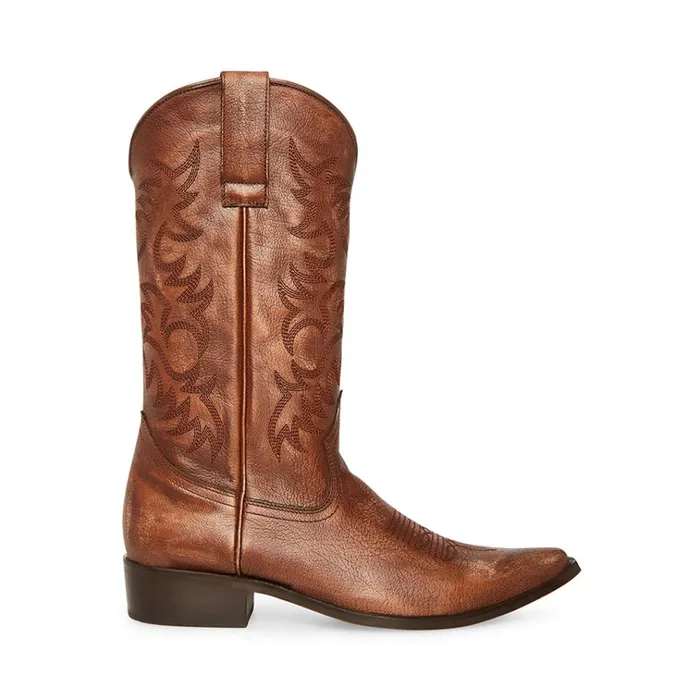 Mens Reyy Brown Leather Steve Madden Boots