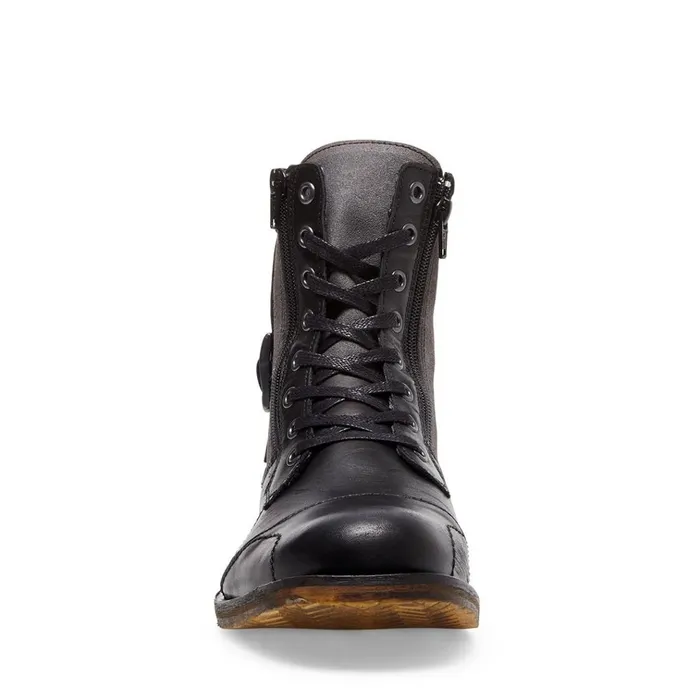 Mens Sidetrack Black Leather Steve Madden Boots