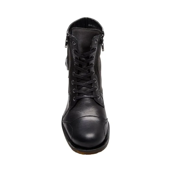 Mens Sidetrack Black Leather Steve Madden Boots