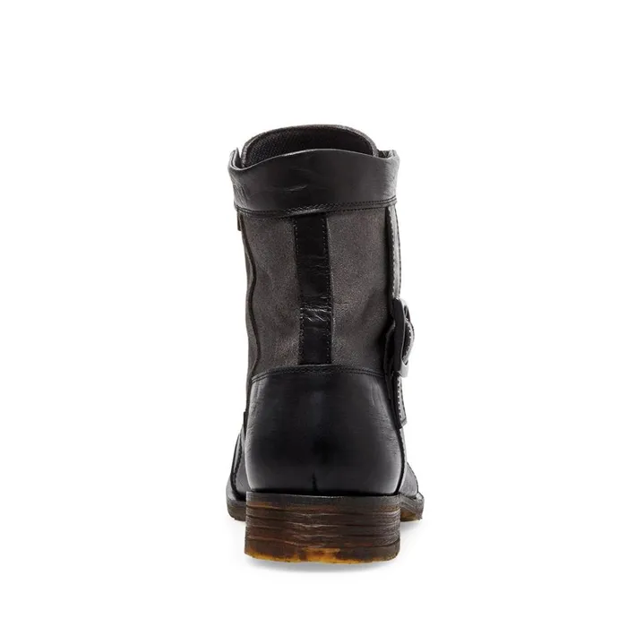 Mens Sidetrack Black Leather Steve Madden Boots