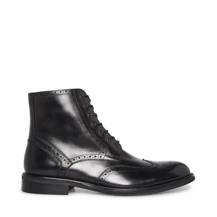 Mens Xanddy Black Leather Steve Madden Boots