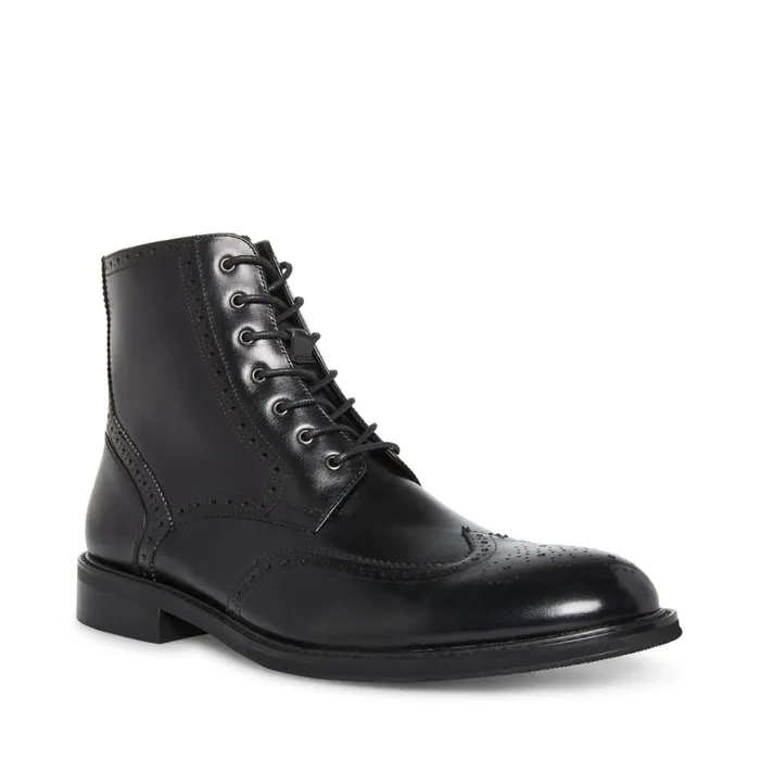 Mens Xanddy Black Leather Steve Madden Boots