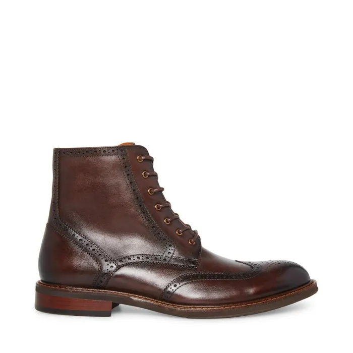 Mens Xanddy Brown Leather Steve Madden Boots