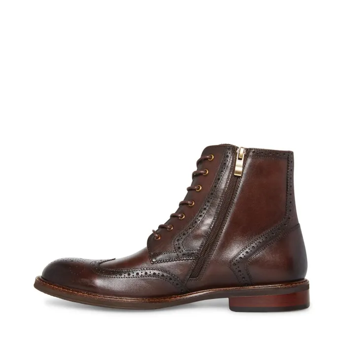 Mens Xanddy Brown Leather Steve Madden Boots