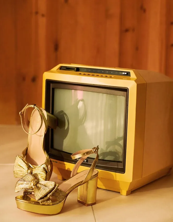 Metallic Bow Platform Heels Gold Women Monsoon Platforms