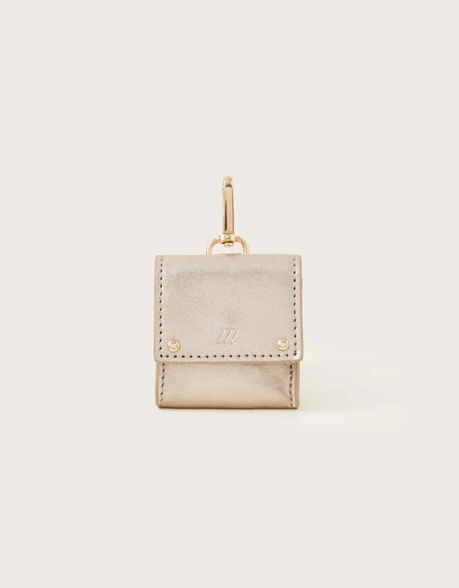 Metallic Leather Ear Pod Case Gold Women Monsoon Bags and Purses