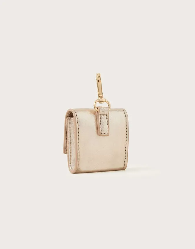 Metallic Leather Ear Pod Case Gold Women Monsoon Bags and Purses