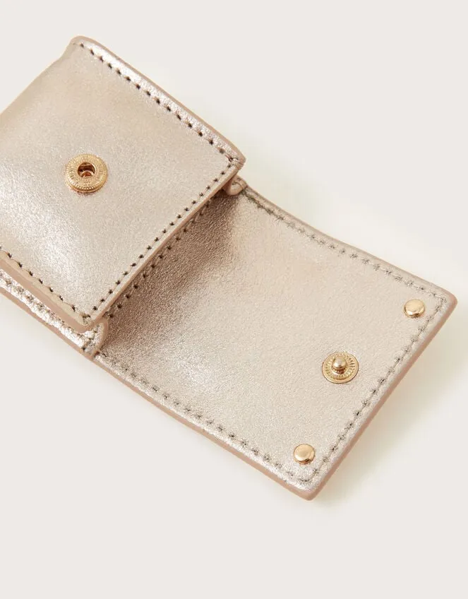 Metallic Leather Ear Pod Case Gold Women Monsoon Bags and Purses
