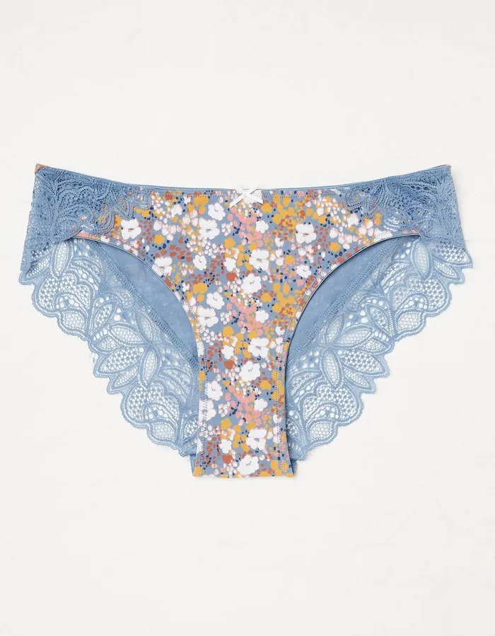 Mia Floral Cheeky Knickers Teal Blue Women FatFace Socks Underwear and Tights