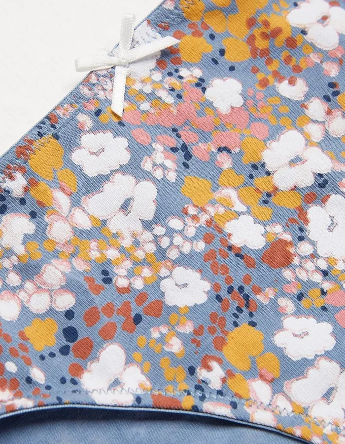 Mia Floral Cheeky Knickers Teal Blue Women FatFace Socks Underwear and Tights