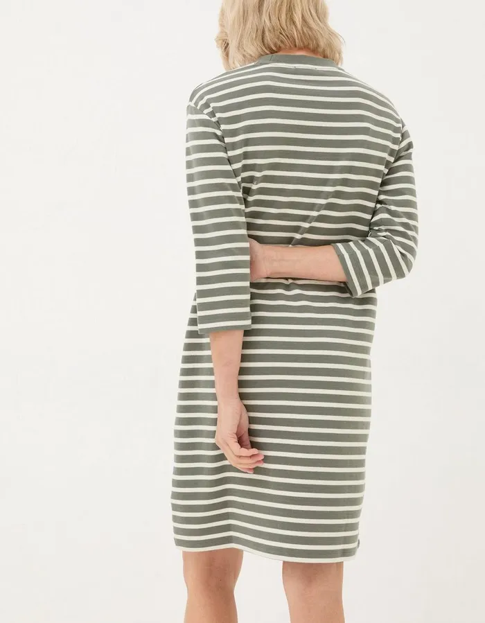 Mia Stripe Jersey Dress Khaki Green Women FatFace Dresses