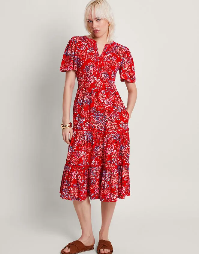 Micola Print Tiered Dress Red Women Monsoon Dresses