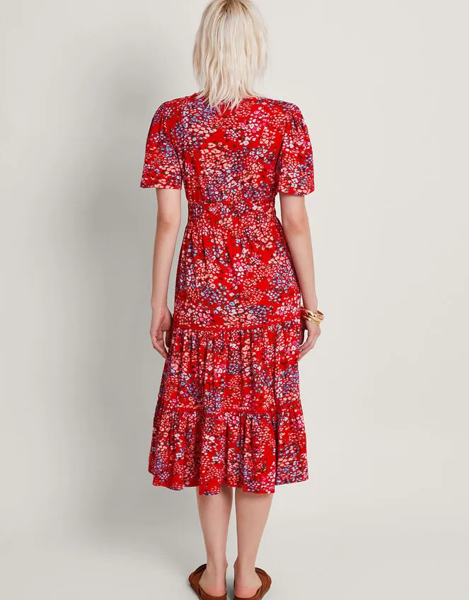 Micola Print Tiered Dress Red Women Monsoon Dresses
