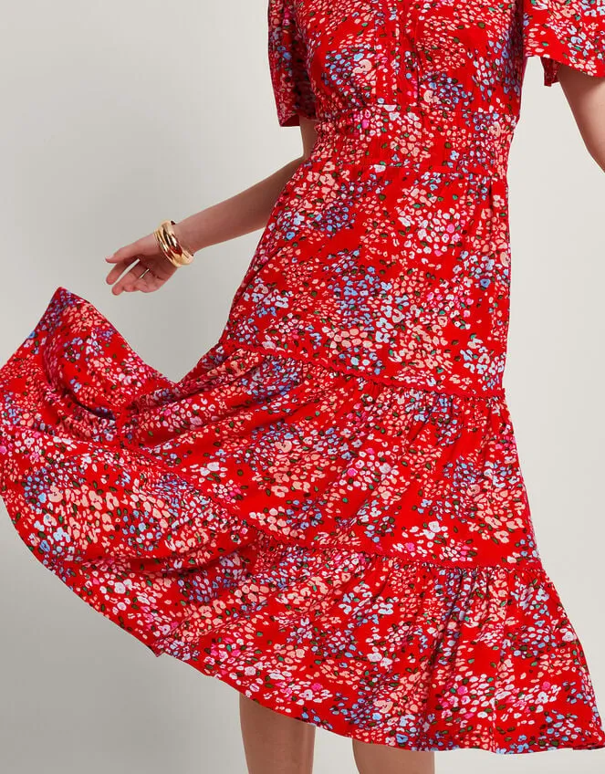 Micola Print Tiered Dress Red Women Monsoon Dresses