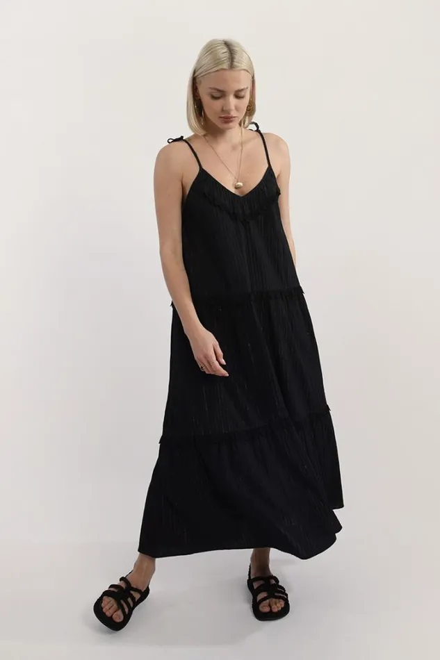 Midi Black Cotton Dress BLACK Women Molly Bracken Dresses