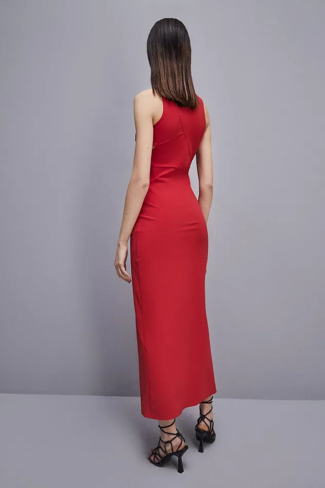 Midi Women Patrizia Pepe CutOut Jersey Dress Red Heart
