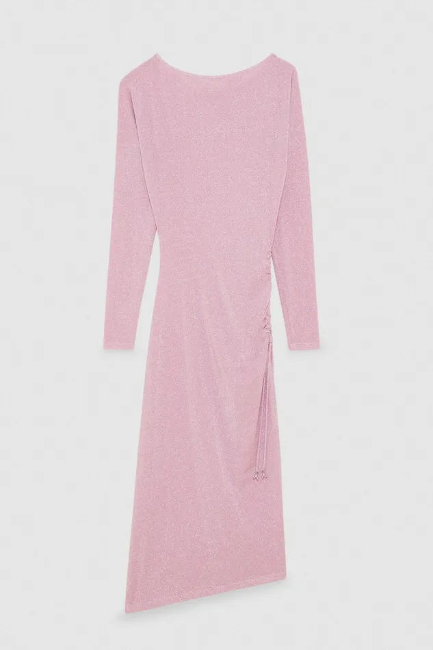 Midi Women Patrizia Pepe Flared Dress With Lurex Draping Lurex Pink