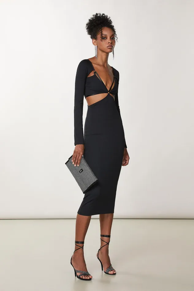 Midi Women Patrizia Pepe Jersey Midi Dress Nero