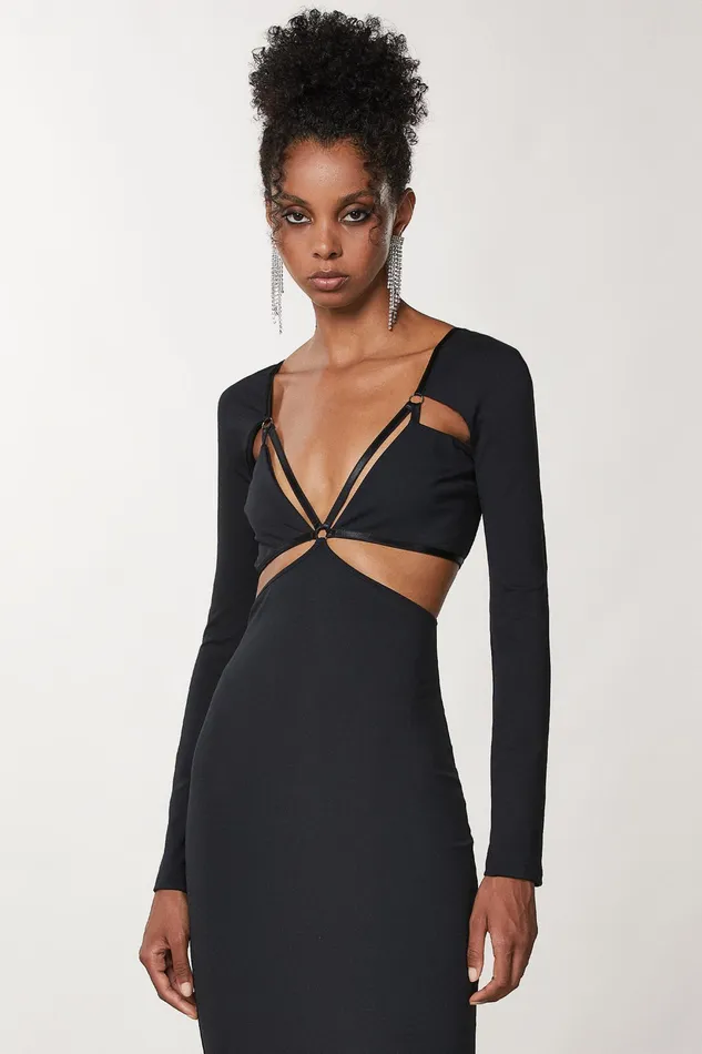 Midi Women Patrizia Pepe Jersey Midi Dress Nero