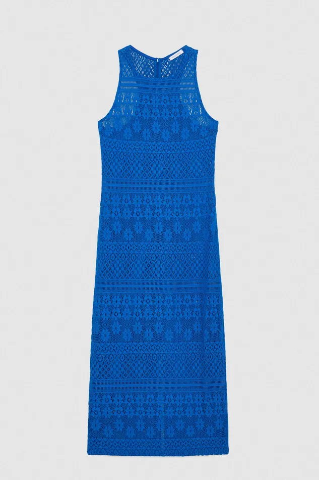 Midi Women Patrizia Pepe Lace Midi Dress Blue Soul