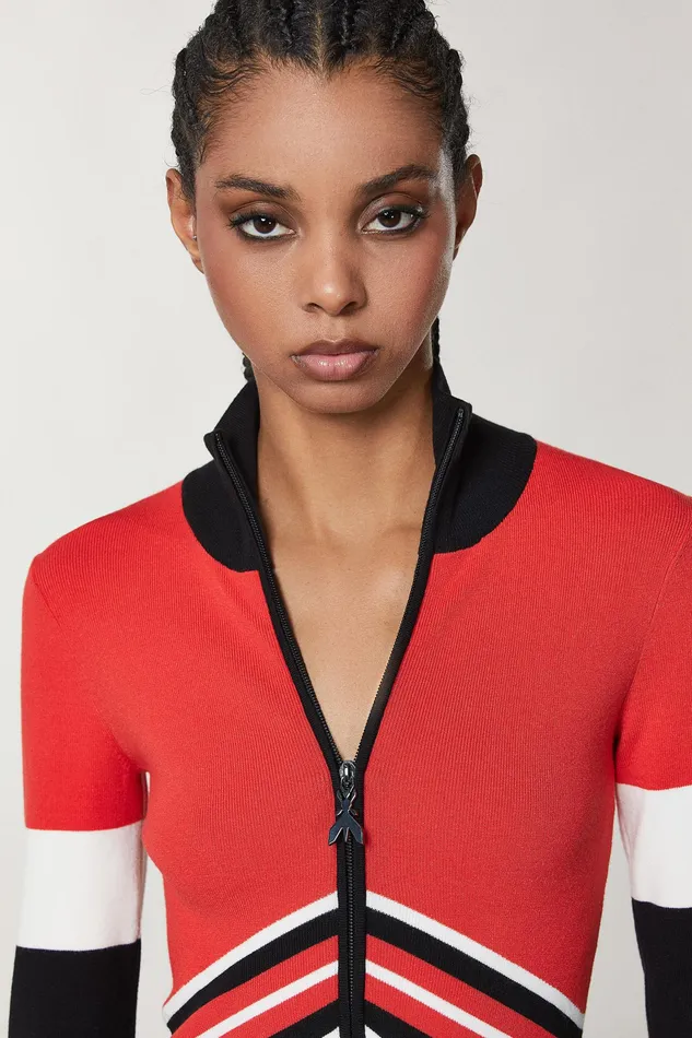 Midi Women Patrizia Pepe LongSleeved Dress Biker Blackred Rac