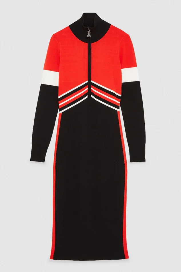 Midi Women Patrizia Pepe LongSleeved Dress Biker Blackred Rac