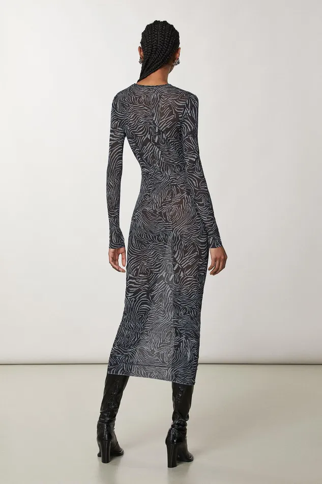 Midi Women Patrizia Pepe Long Stretch Tulle Dress Black Logo