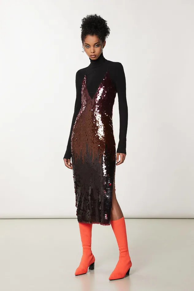 Midi Women Patrizia Pepe Long Tulle Dress With Sequins Sequins Degrade