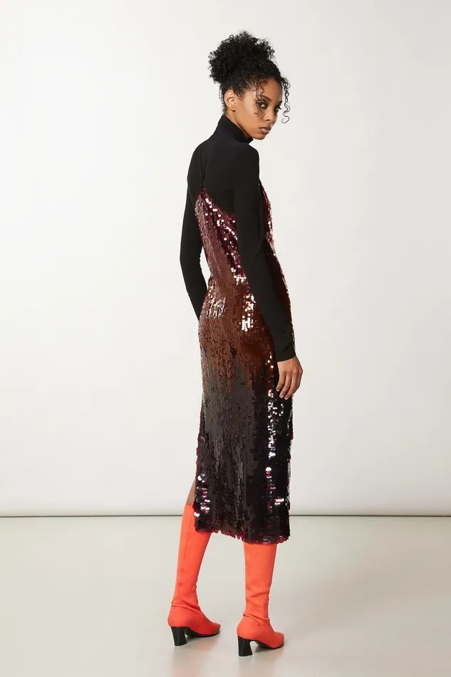 Midi Women Patrizia Pepe Long Tulle Dress With Sequins Sequins Degrade