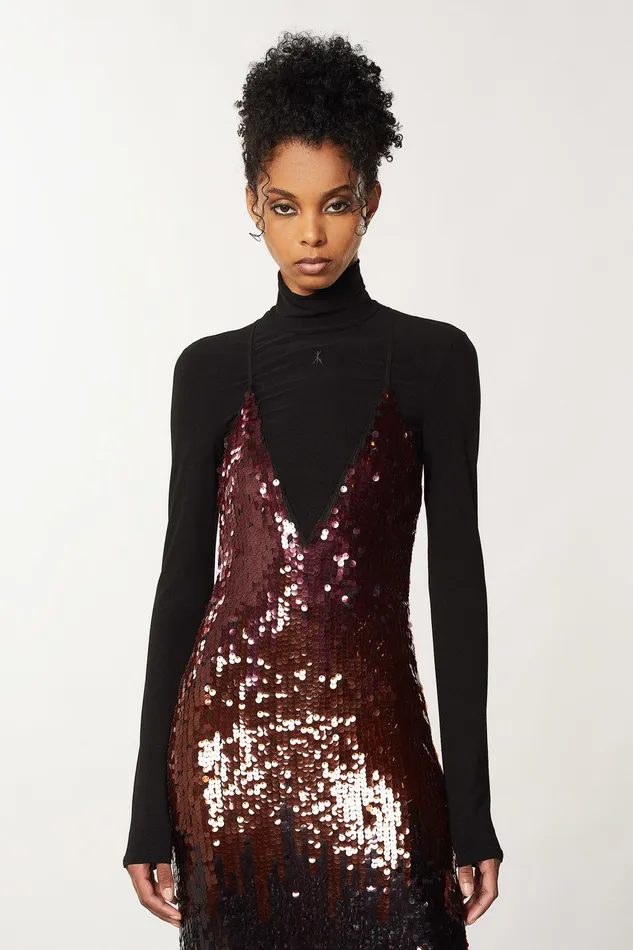 Midi Women Patrizia Pepe Long Tulle Dress With Sequins Sequins Degrade