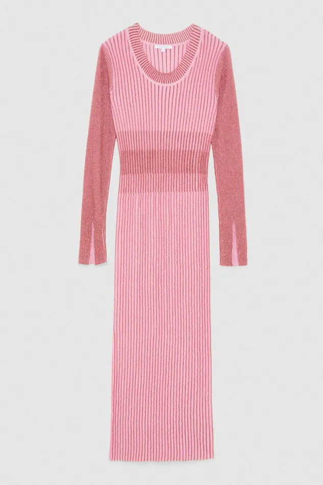 Midi Women Patrizia Pepe Lurex Midi Dress Pink Lurex