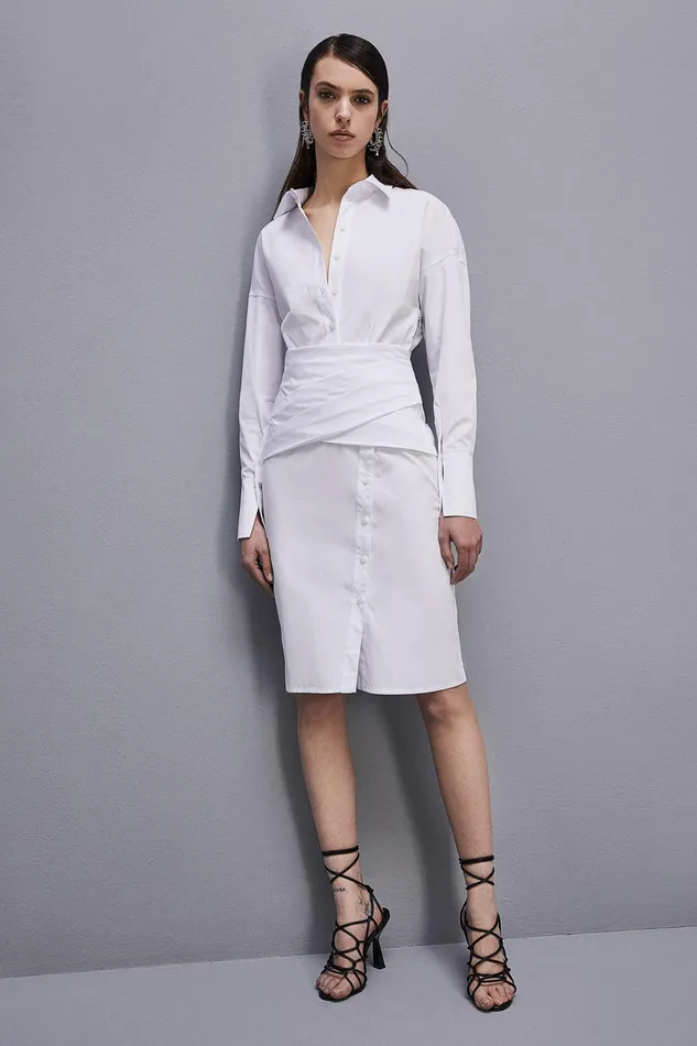 Midi Women Patrizia Pepe Midi Chemise Dress Bianco Ottico