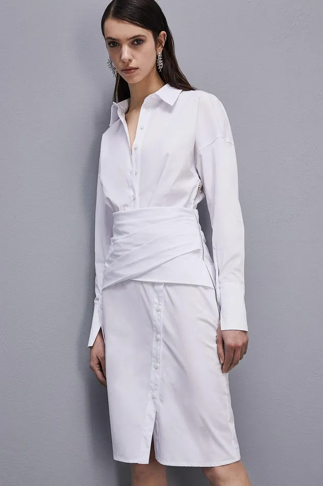 Midi Women Patrizia Pepe Midi Chemise Dress Bianco Ottico
