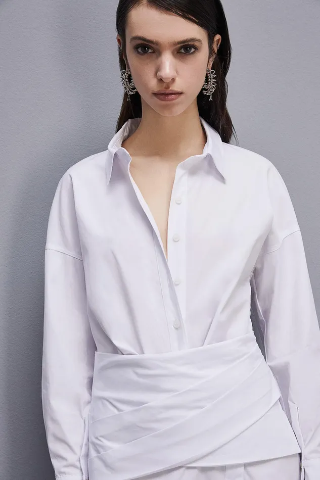 Midi Women Patrizia Pepe Midi Chemise Dress Bianco Ottico