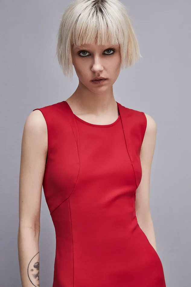 Midi Women Patrizia Pepe Midi Sheath Dress Red Heart