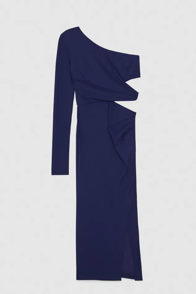 Midi Women Patrizia Pepe OneShoulder Midi Dress Blue Navy