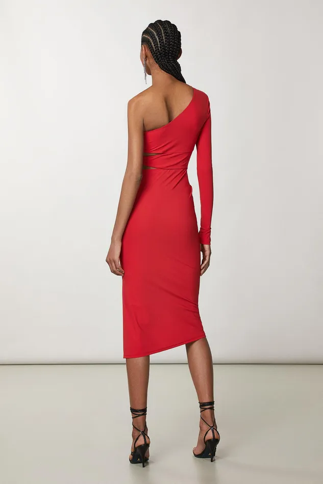 Midi Women Patrizia Pepe OneShoulder Midi Dress Sexy Red