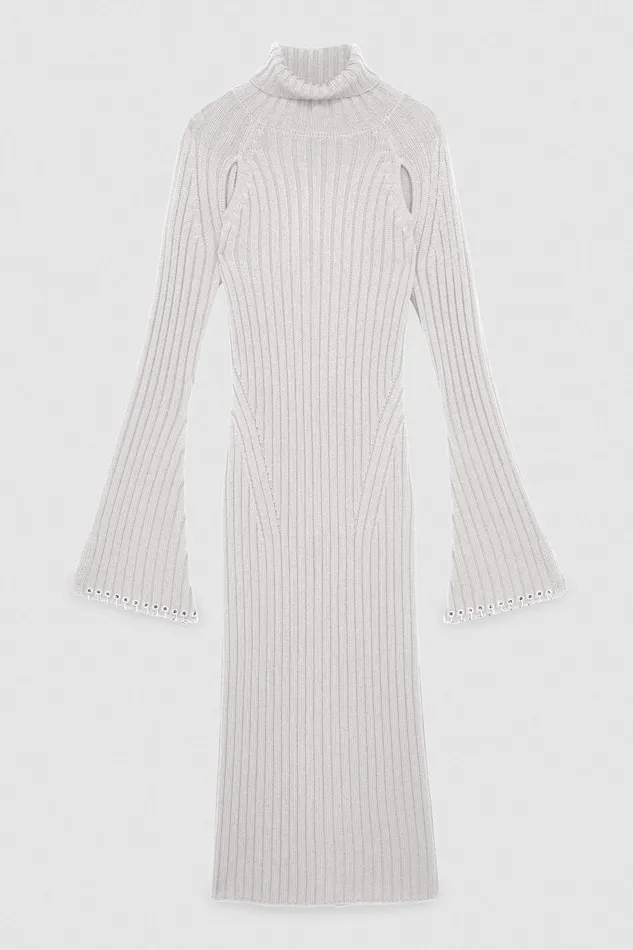 Midi Women Patrizia Pepe Ribbed Dress With CutOut Eldorado White