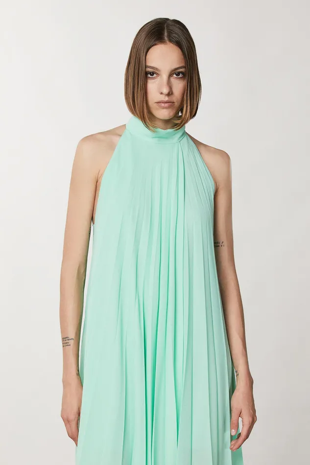 Midi Women Patrizia Pepe Sleeveless Pleated Dress Planet Green