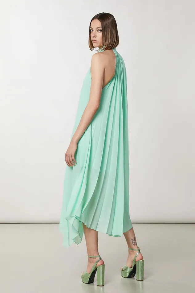 Midi Women Patrizia Pepe Sleeveless Pleated Dress Planet Green