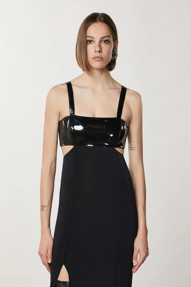 Midi Women Patrizia Pepe Slim Fit Crpe Dress Nero