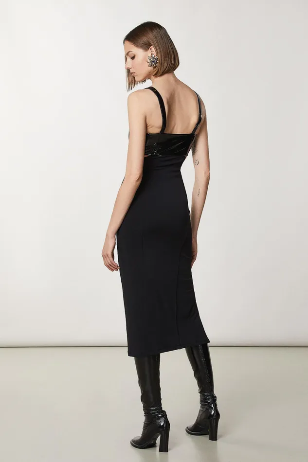 Midi Women Patrizia Pepe Slim Fit Crpe Dress Nero