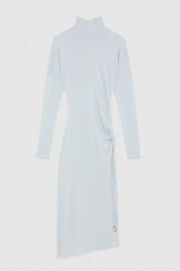 Midi Women Patrizia Pepe Slim Fit Dress In Lurex Jersey Lurex Silver