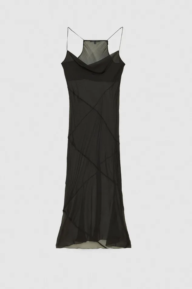 Midi Women Patrizia Pepe Transparent Silk Dress Nero