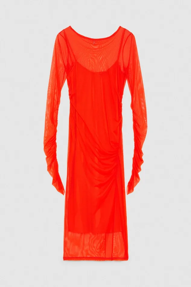 Midi Women Patrizia Pepe Tulle Draped Dress Racing Red