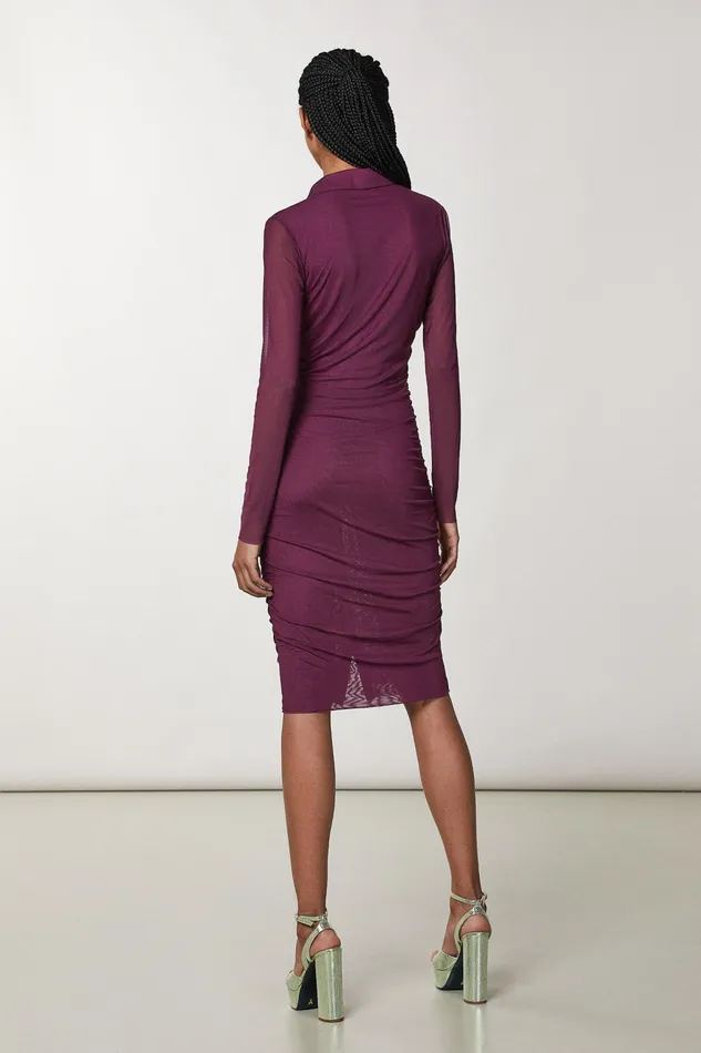 Midi Women Patrizia Pepe Tulle Shirt Dress Futuristic Purple
