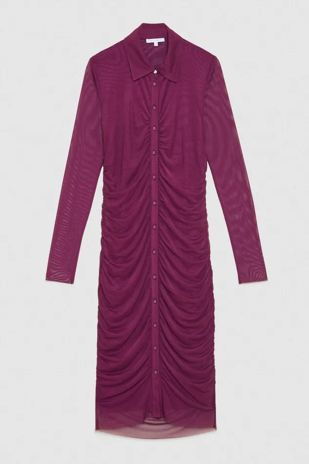 Midi Women Patrizia Pepe Tulle Shirt Dress Futuristic Purple