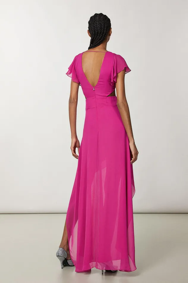 Midi Women Patrizia Pepe Viscose Chiffon Dress Flash Fuxia