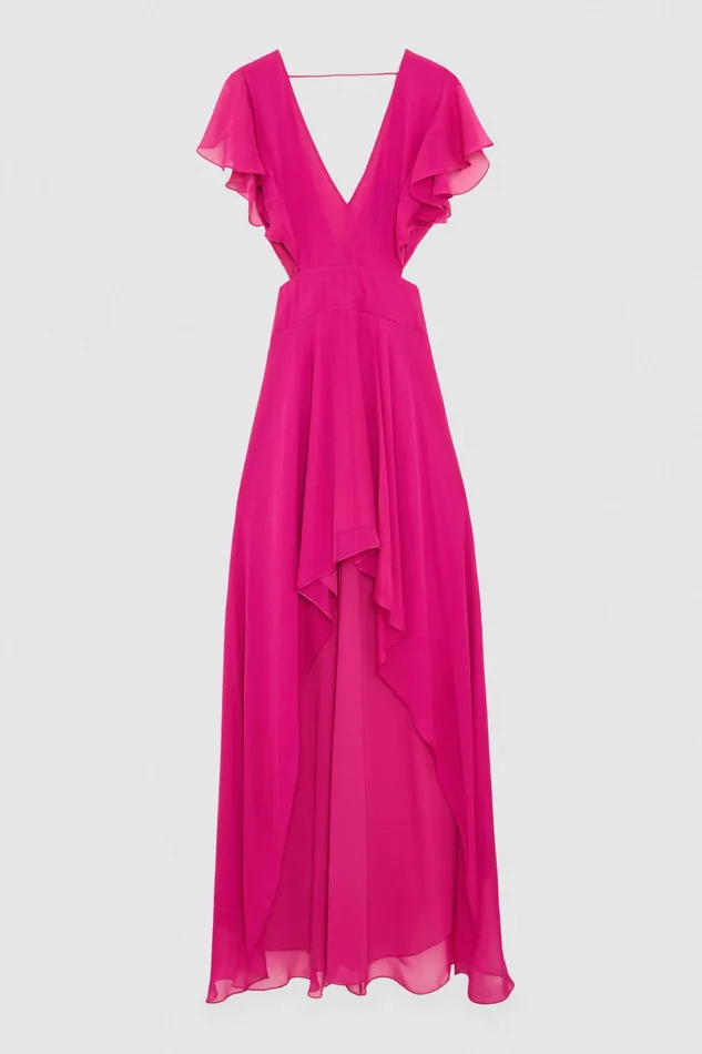 Midi Women Patrizia Pepe Viscose Chiffon Dress Flash Fuxia