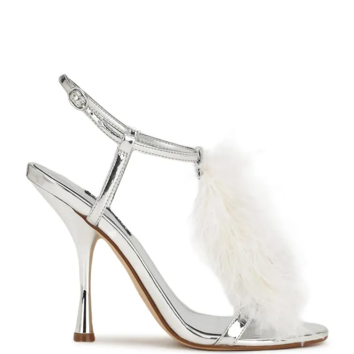Million Ankle Strap Heeled Sandals Silverwhite Women Nine West Sandals